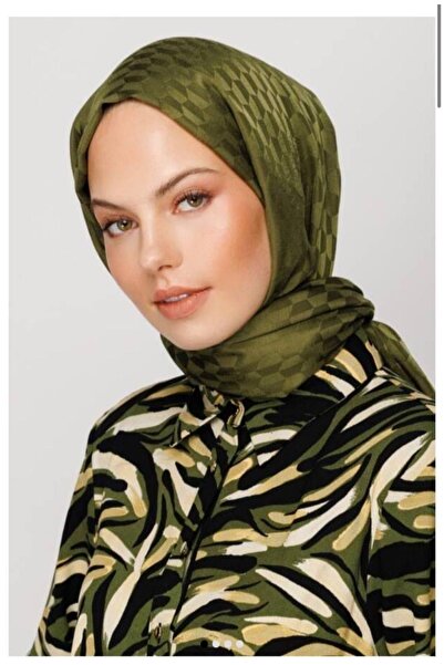 VALORSCARF Valor qoza desen ipek jakar şal haki