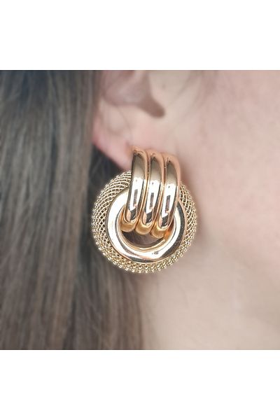 SE Jewellery Collection Selin Ersoy Vintage Hoop Earrings – Rose Xuping, Large, Non-Tarnish, Showy Model (4 X 3.5 cm)