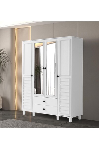 AYDINEV ECEM MDF 4 KAPILI DOLAP-BEYAZ