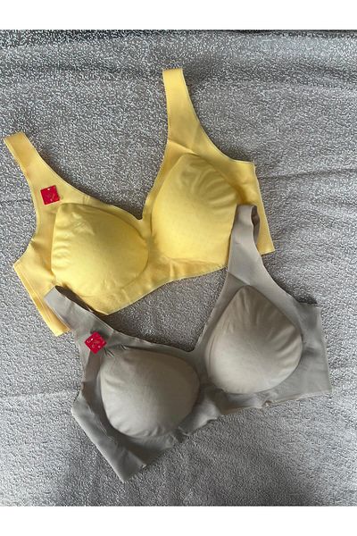 MEBA Laser Cut V-Neck Seamless Wire-Free Sports Bra Non-Marking Ghost 2-Piece Bra -3312