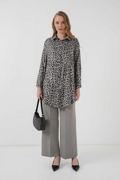 GABRİA Gabria Leopard Patterned Glitter Tunic