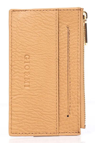 gio&mi Davin Genuine Leather Men's Orange Card Holder Wallet with Coin Compartment and Zipper