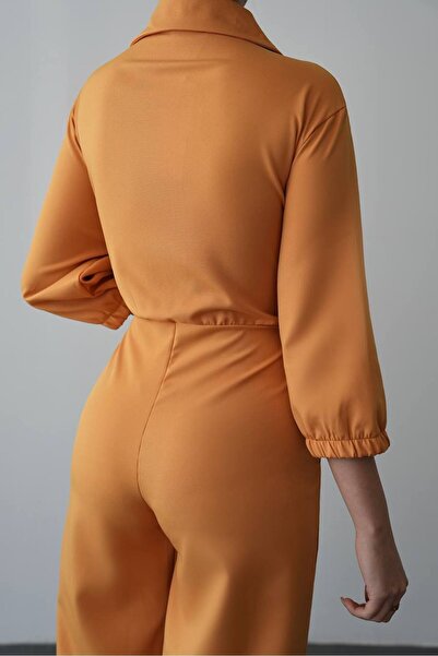 hipnoz butik Women's Shirt Collar Loose Leg Jumpsuit (Original Visual and Video Used)