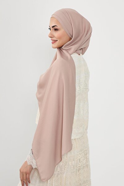 Aisha's Design Πρακτικό σάλι από κρεπ με πλισέ στο μπροστινό μέρος, PS-54, ανοιχτό βιζόν