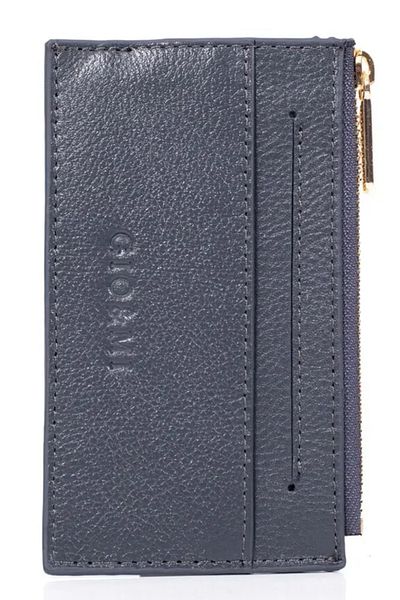 gio&mi Davin Genuine Leather Coin Zipper Women's Men's Wallet Card Holder Dark Gray