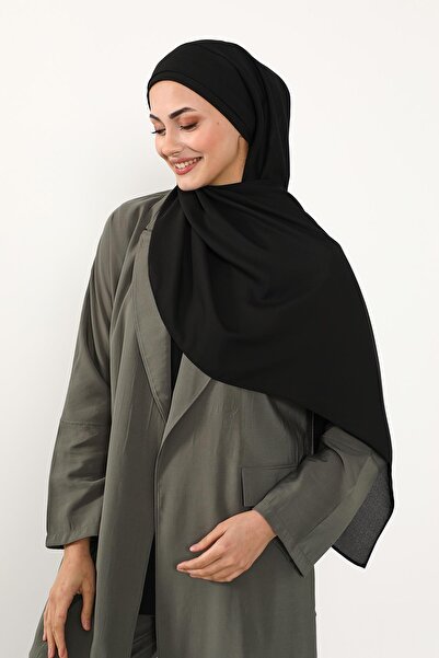 Aisha's Design Πρακτικό σάλι από κρεπ με πλισέ στο μπροστινό μέρος, PS-54, Μαύρο