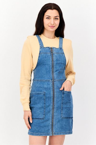 DeFacto Women Washed Denim Mini Casual Sundress, Blue