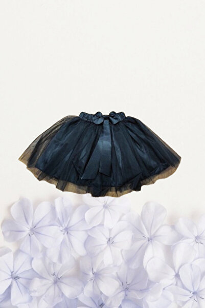 Nacar Kız Çocuk 23 Nisan 19 Mayıs Fiyonklu Hayal Kısa Tütü Tüllü Gösteri Siyah Etek R24