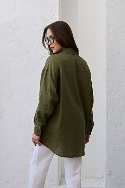 QANU Linen Short Shirt Green