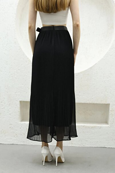 İKLİM LİFE Belted Pleated Chiffon Skirt