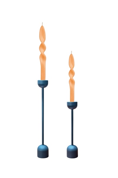 mumsema hediyelik Dekoratif 2'li Antrasit Kule Şamdan & Mumluk