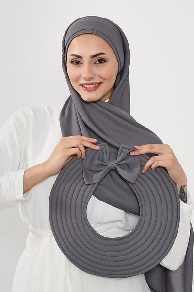 Aisha's Design Practical Crepe Shawl Turban with Removable Bowknot Hat on the Back,Ss-9