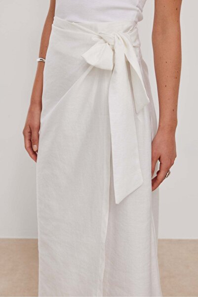 SENA GÜVEN Helen Anvelop Bağlamalı Etek Ekru