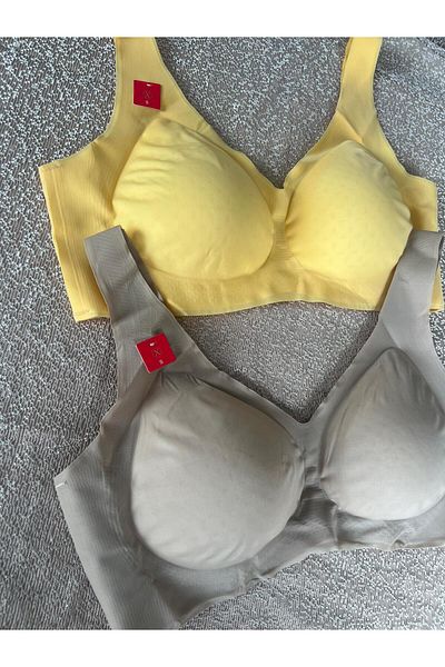 MEBA Laser Cut V-Neck Seamless Wire-Free Sports Bra Non-Marking Ghost 2-Piece Bra -3312