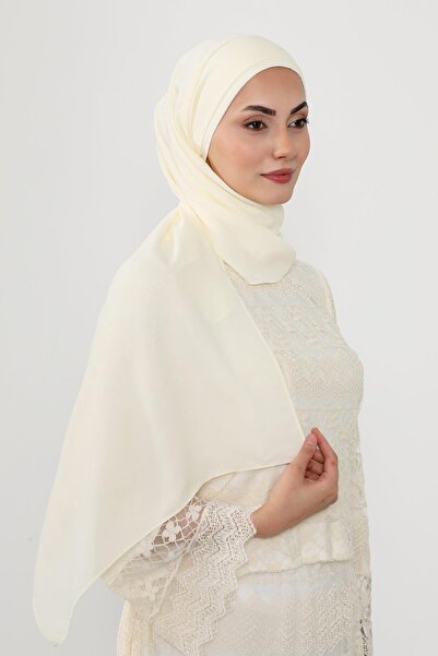 Aisha's Design Πρακτικό σάλι από κρεπ με πλισέ στο μπροστινό μέρος, PS-54, κρεμ