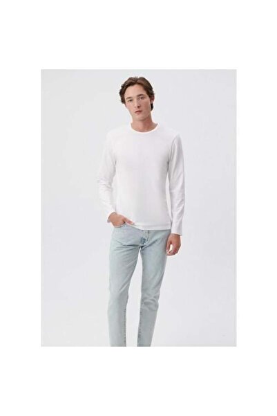 Mavi Ανδρικό μακρυμάνικο λευκό μπλουζάκι Basic 062477-23248