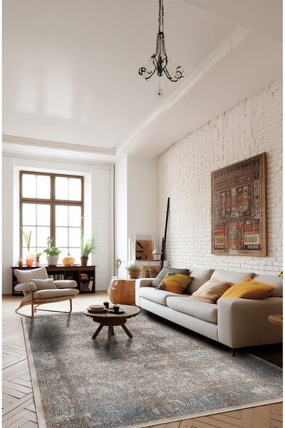 BigArts Home Vintage Desenli Şönil Salon Kilim, Yuvarlak Kilim ve Yolluk Mode...