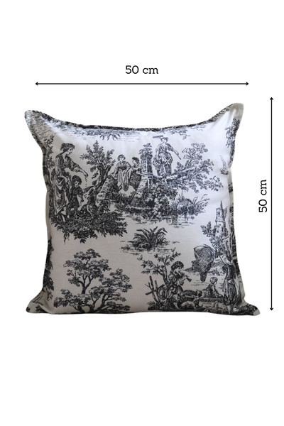 Beige & Stone Чорна декоративна наволочка для подушки з вінтажним візерунком,...