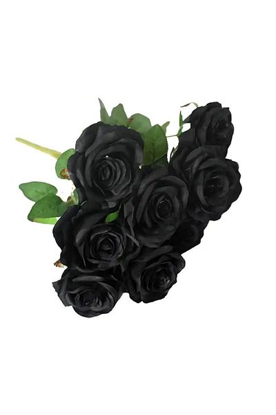 Dekora Çiçek Τεχνητό 7 τεμάχια Rose Branch 50 cm μαύρο πολυτελές ισημερινό τριαντάφυλλο