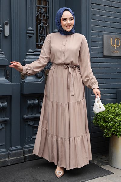 N.S NEVA STYLE Φόρεμα με πτυχωτό βιζόν Hijab 22042V