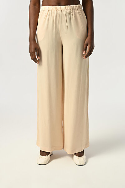 Orfeo Negro Women's Elastic Waist Loose Leg Solid Color Viscosa Fabric Pants