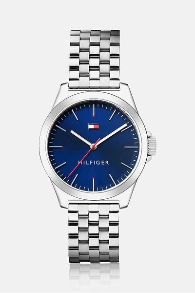 Tommy Hilfiger Men 1791713 Round Quartz Watches 44 Mm, Silver/blue