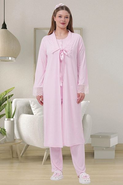 Mecit Pijama Cotton & Viscose, Maternity & Maternity Pajama Set with Dressing Gown