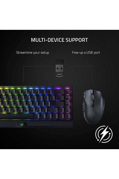 RAZER ماوس ألعاب Naga X السلكي MMO: مستشعر بصري 18 ألف نقطة في البوصة، Chroma RGB، 16 زرًا، 85 جرامًا - أسود