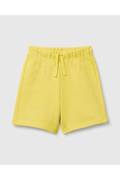 United Colors of Benetton Erkek Çocuk Sarı Arka Cebi Logolu Sweat Şort