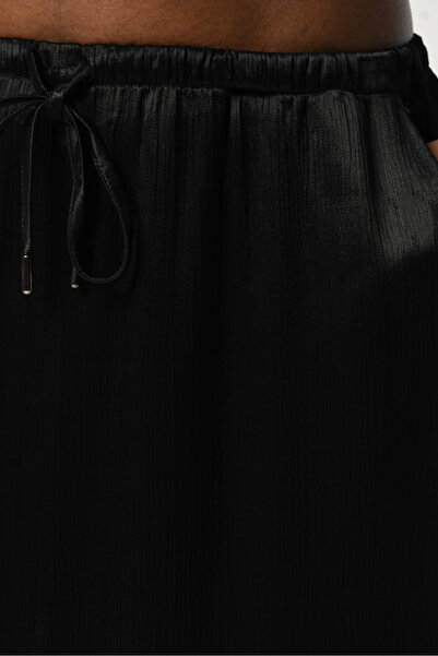 Orfeo Negro Women's Long Length Solid Color Viscosa Fabric Skirt with Elastic Waist