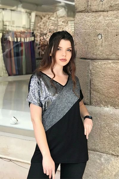 MODANİCE Μπλούζα με ασημί μπροστινό μέρος