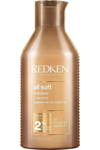 REDKEN All Soft Shampoo 300ml – Intense Softness & Shine For Dry, Brittle Hair With Argan Oil