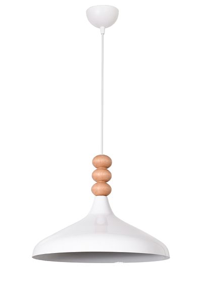 Modavize Nil Modern Design Wooden Detailed Metal Cafe - Kitchen White Color Single Chandelier (35 cm)