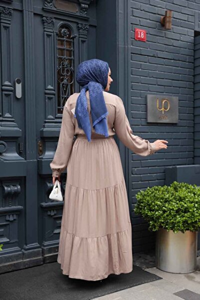 N.S NEVA STYLE Folded Pleated Mink Hijab Dress 22042V