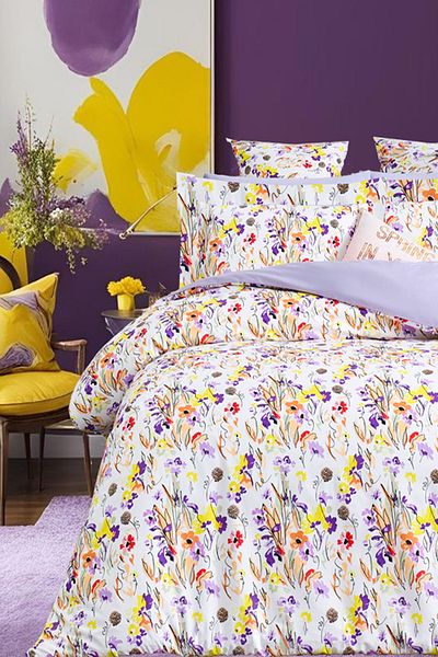 İQON Elastic Sheet Duvet Cover Set Single Lilac White