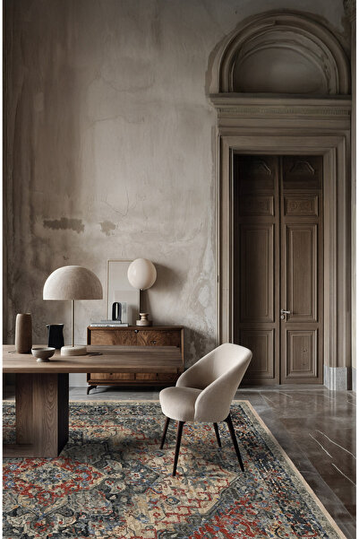 BigArts Home Eskitme Desenli Salon Mutfak Kilim Yuvarlak Kilim ve Yolluk Şöni...
