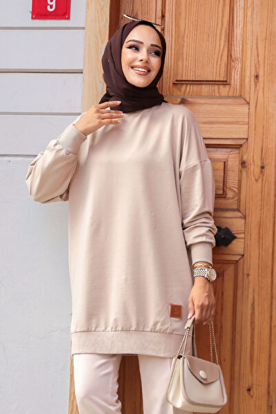N.S NEVA STYLE Dark Beige Hijab Tunic 30644Kbej