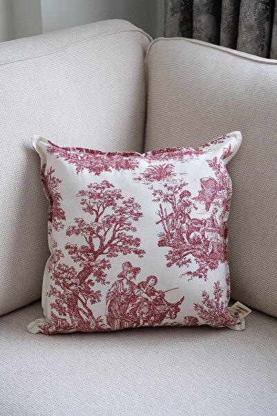 Beige & Stone Бордовий подушковий чохол Vintage з візерунком 50x50