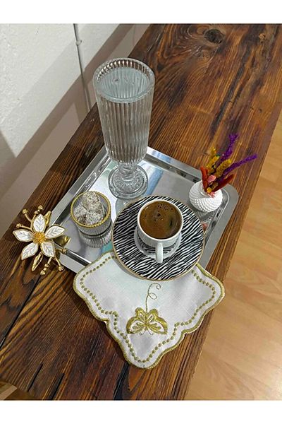 Çt Çeyizci Tekstil Presentation Napkin, Cocktail Napkin, Coffee Side Presentation Holder, Cup Pad 6 Pieces Presentation Napkin