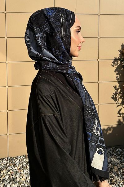 carell Zeynep Çakmaklı's Choice Deep Indigo Early Silk Shawl
