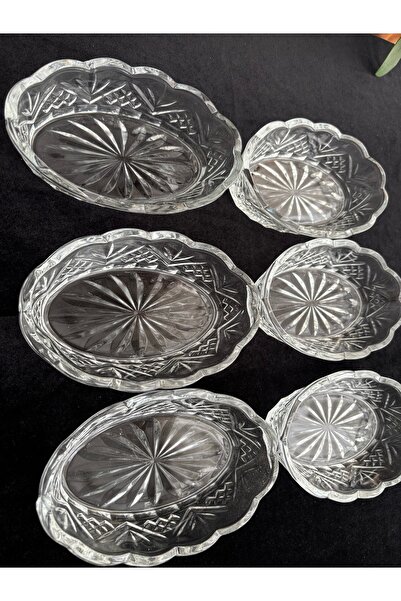 DİBA AVM Set of 6 Glass Snack Bowls 14, cm 6 Pieces Suitable for Stylish Presentation and Service