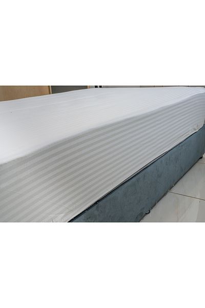 Gentelle 5-star Hotel Quality Striped Fitted Sheet – 250tc (WHITE) - Single Size 90x200cm