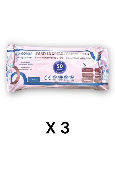 MED-COVER Bariyer Kremli Perine Bölgesi Temizleme Pedi/mendili 50'li - 3 Paket