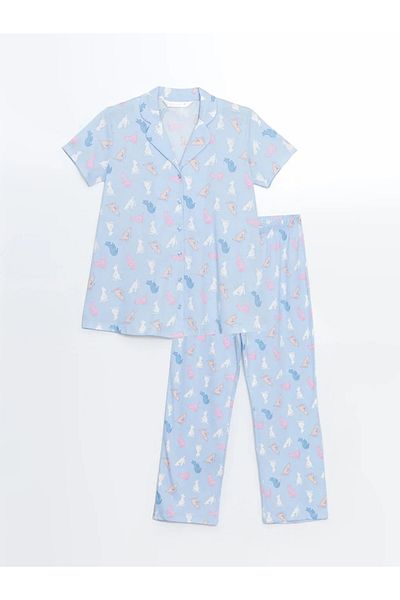 LC Waikiki Lcw Dream Lilac Shirt Collar Pattern Maternity Pajamas Set