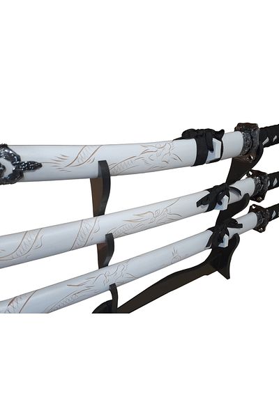 Depox Set 3 sabii decorative, panoplie Katane, Ninja Warrior, metal, 83 cm, teaca inclusa