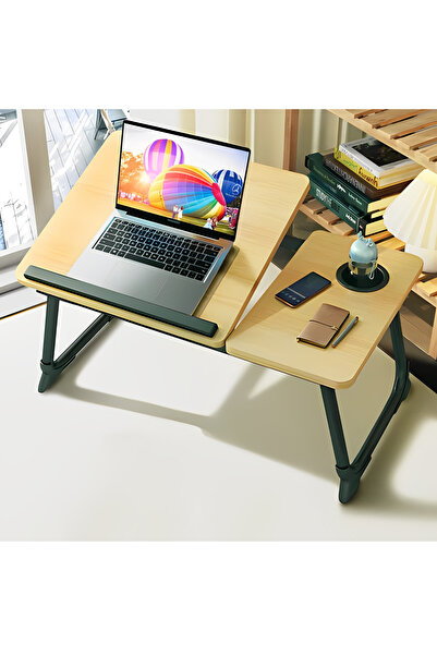 Herum MDF laptop table, with cup holder, adjustable tilt, Wood, 60 x 32 x 25 cm