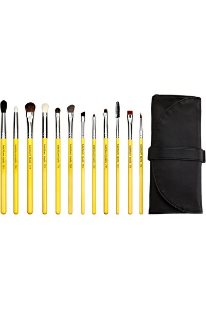 Bdellium Tools مجموعة فرش العيون ستوديو لاين مع حقيبة، 12 قطعة