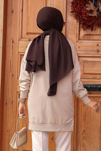 N.S NEVA STYLE Dark Beige Hijab Tunic 30644Kbej