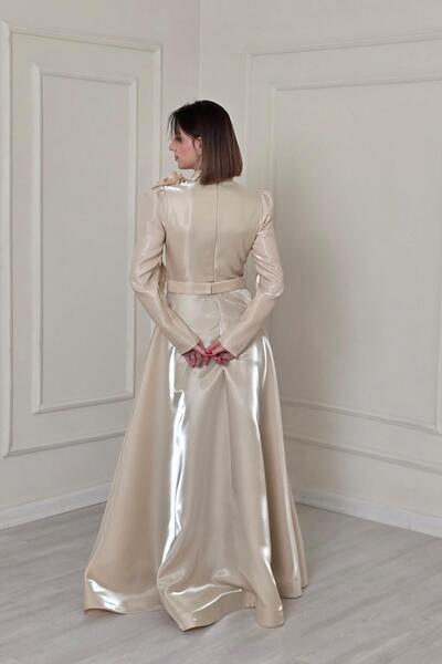 Yonca Moda Evi Ten Yaka Çiçekli Abiye Elbise 5150