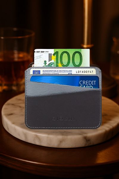 gio&mi Boris Genuine Leather Men's Black / Gray (Casual Model) Card Holder Business Card Holder